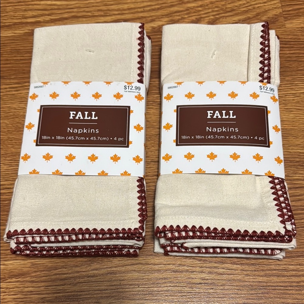 Fall Linen Napkins - 2 sets of 4. NWT.